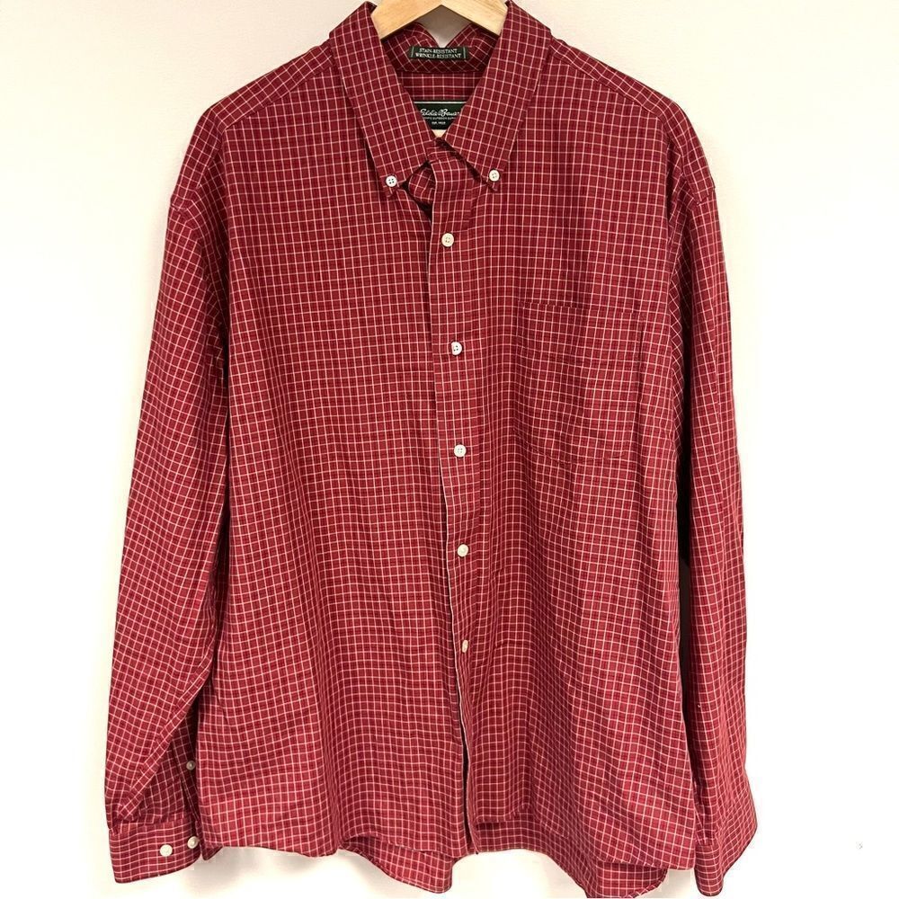 Eddie Bauer rust plaid button down shirt Sz XL